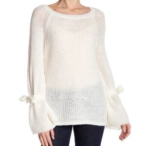 Anthropologie Project Naadam White Bow Tie Sweater Medium